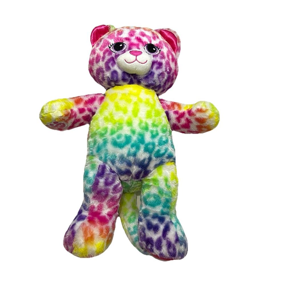Build A Bear Cat Plush Stuffed 17" Rainbow Cheetah Lisa Frank Collaboration